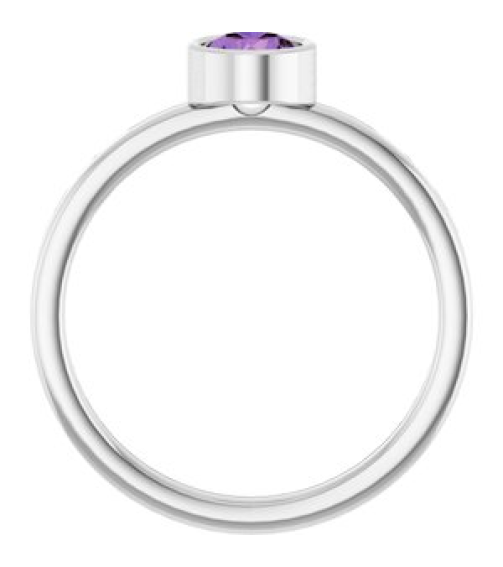 71806 Ring Set 14K White Natural Amethyst Round 5 Mm Polished Natural Amethyst Ring