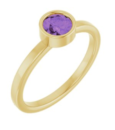 71806 Ring Set 14K Yellow Natural Amethyst Round 5 Mm Polished Natural Amethyst Ring