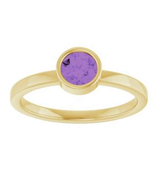 71806 Ring Set 14K Yellow Natural Amethyst Round 5 Mm Polished Natural Amethyst Ring