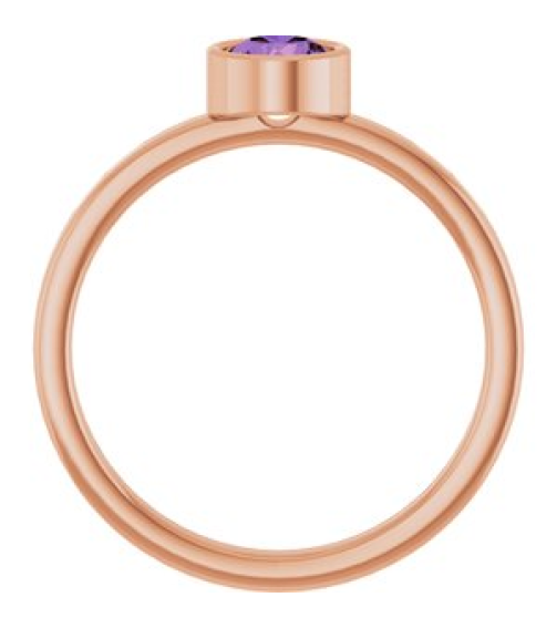 71806 Ring Set 14K Rose Natural Amethyst Round 5 Mm Polished Natural Amethyst Ring