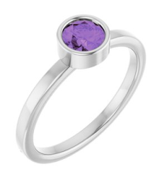 71806 Ring Set Platinum Natural Amethyst Round 5 Mm Polished Natural Amethyst Ring