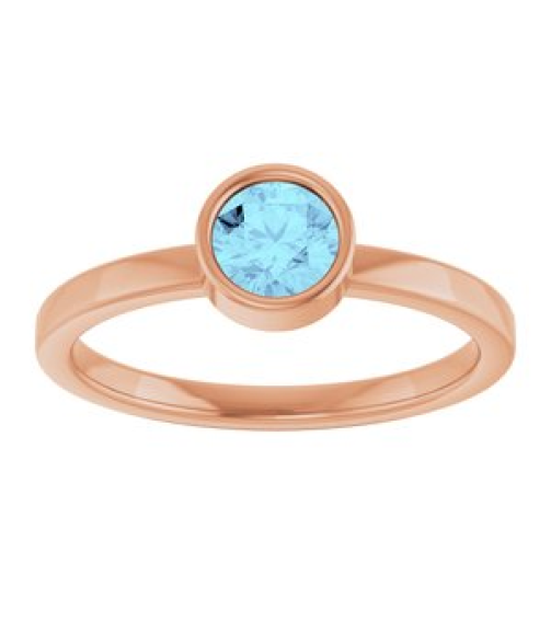 71806 Ring Set 14K Rose Natural Aquamarine Round 5 Mm Polished Natural Aquamarine Ring