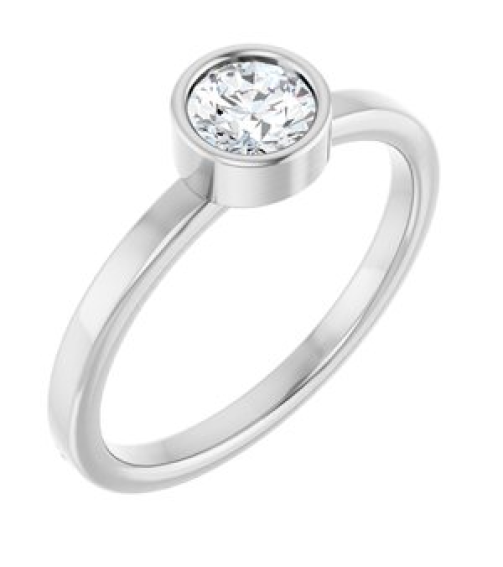 71806 Ring Set 14K White Natural White Sapphire Round 5 Mm Polished Natural White Sapphire Ring
