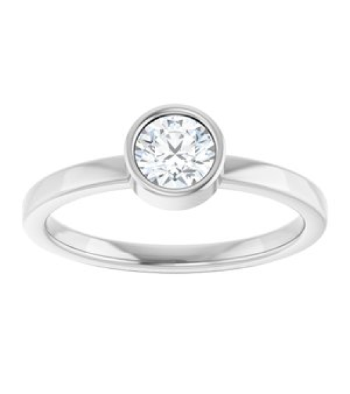 71806 Ring Set 14K White Natural White Sapphire Round 5 Mm Polished Natural White Sapphire Ring