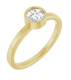 71806 Ring Set 14K Yellow Natural White Sapphire Round 5 Mm Polished Natural White Sapphire Ring