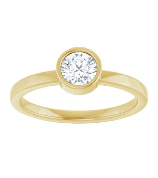 71806 Ring Set 14K Yellow Natural White Sapphire Round 5 Mm Polished Natural White Sapphire Ring