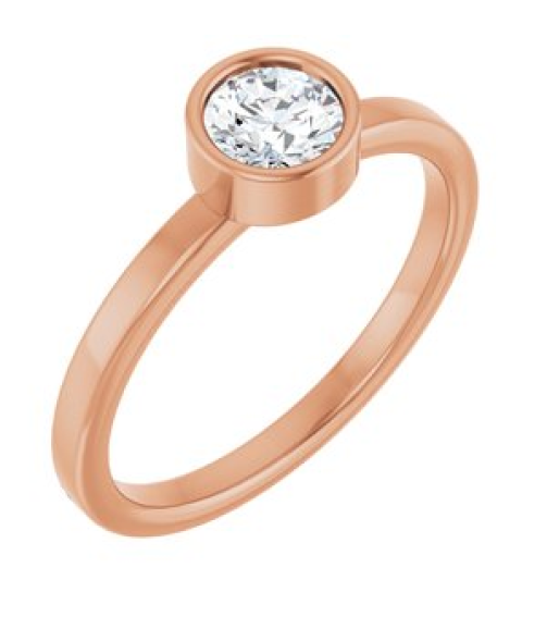71806 Ring Set 14K Rose Natural White Sapphire Round 5 Mm Polished Natural White Sapphire Ring