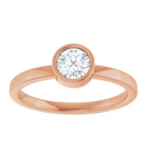 71806 Ring Set 14K Rose Natural White Sapphire Round 5 Mm Polished Natural White Sapphire Ring