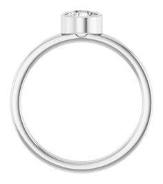 71806 Ring Set Rhodium-Plated Sterling Silver Imitation White Sapphire Round 5 Mm Polished Imitation White Sapphire Ring
