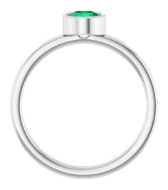 71806 Ring Set 14K White Natural Emerald Round 5 Mm Polished Natural Emerald Ring