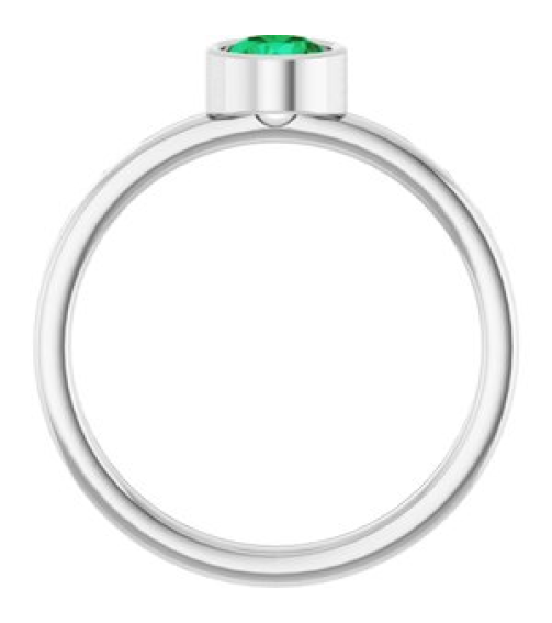 71806 Ring Set 14K White Natural Emerald Round 5 Mm Polished Natural Emerald Ring