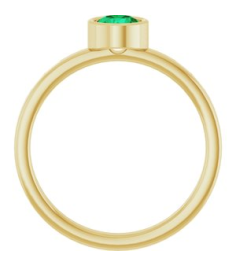 71806 Ring Set 14K Yellow Natural Emerald Round 5 Mm Polished Natural Emerald Ring