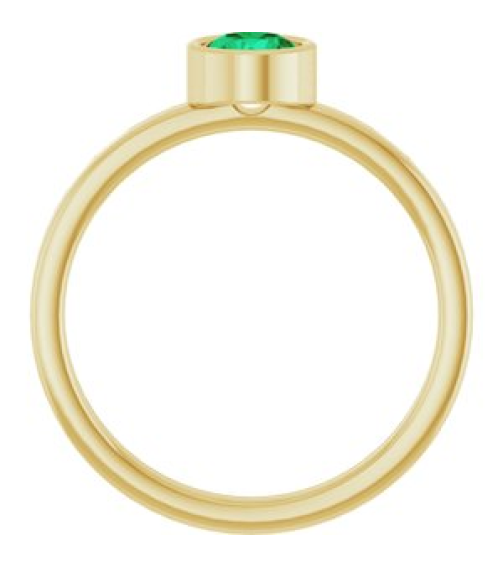 71806 Ring Set 14K Yellow Lab-Grown Emerald Round 5 Mm Polished Lab-Grown Emerald Ring