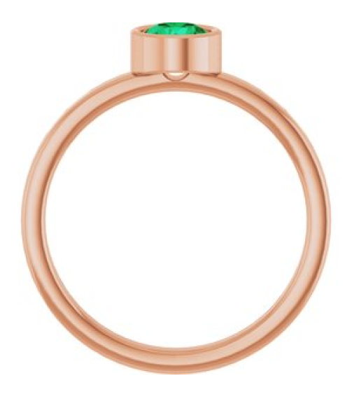 71806 Ring Set 14K Rose Lab-Grown Emerald Round 5 Mm Polished Lab-Grown Emerald Ring