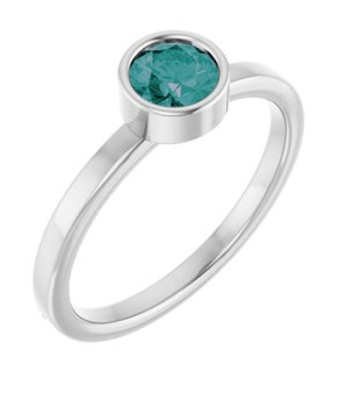 71806 Ring Set 14K White Lab-Grown Alexandrite Round 5 Mm Polished Lab-Grown Alexandrite Ring
