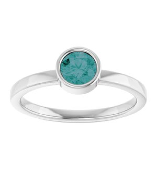 71806 Ring Set 14K White Lab-Grown Alexandrite Round 5 Mm Polished Lab-Grown Alexandrite Ring