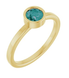71806 Ring Set 14K Yellow Lab-Grown Alexandrite Round 5 Mm Polished Lab-Grown Alexandrite Ring