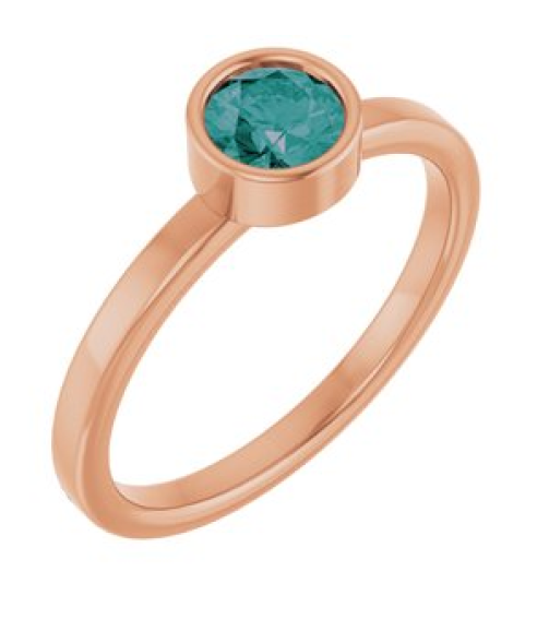 71806 Ring Set 14K Rose Lab-Grown Alexandrite Round 5 Mm Polished Lab-Grown Alexandrite Ring