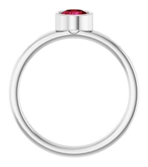 71806 Ring Set 14K White Natural Ruby Round 5 Mm Polished Natural Ruby Ring