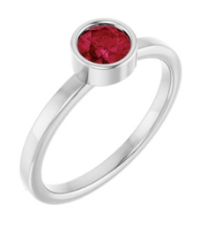 71806 Ring Set 14K White Lab-Grown Ruby Round 5 Mm Polished Lab-Grown Ruby Ring