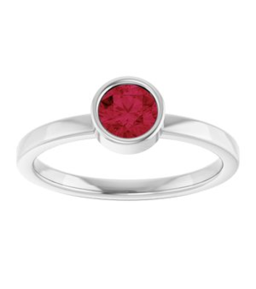 71806 Ring Set 14K White Lab-Grown Ruby Round 5 Mm Polished Lab-Grown Ruby Ring