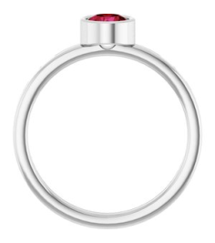 71806 Ring Set 14K White Lab-Grown Ruby Round 5 Mm Polished Lab-Grown Ruby Ring