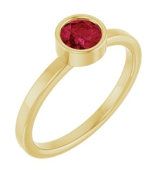 71806 Ring Set 14K Yellow Lab-Grown Ruby Round 5 Mm Polished Lab-Grown Ruby Ring