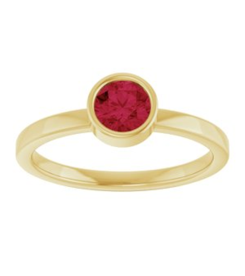 71806 Ring Set 14K Yellow Lab-Grown Ruby Round 5 Mm Polished Lab-Grown Ruby Ring