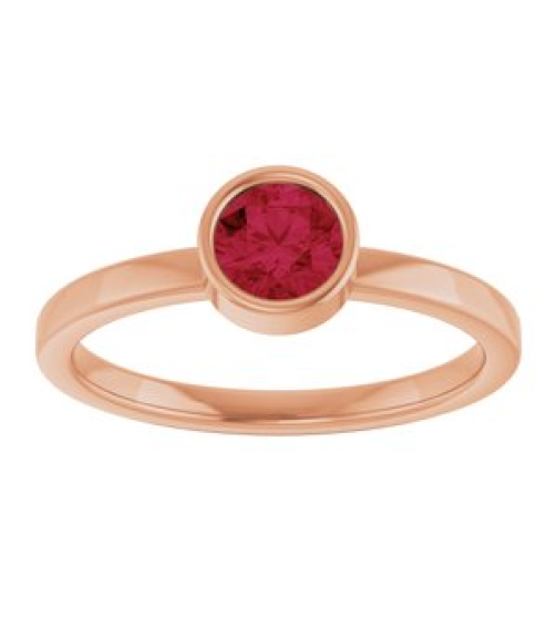 71806 Ring Set 14K Rose Lab-Grown Ruby Round 5 Mm Polished Lab-Grown Ruby Ring
