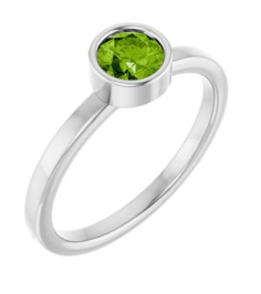71806 Ring Set 14K White Natural Peridot Round 5 Mm Polished Natural Peridot Ring