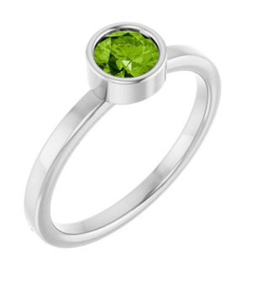 71806 Ring Set 14K White Natural Peridot Round 5 Mm Polished Natural Peridot Ring