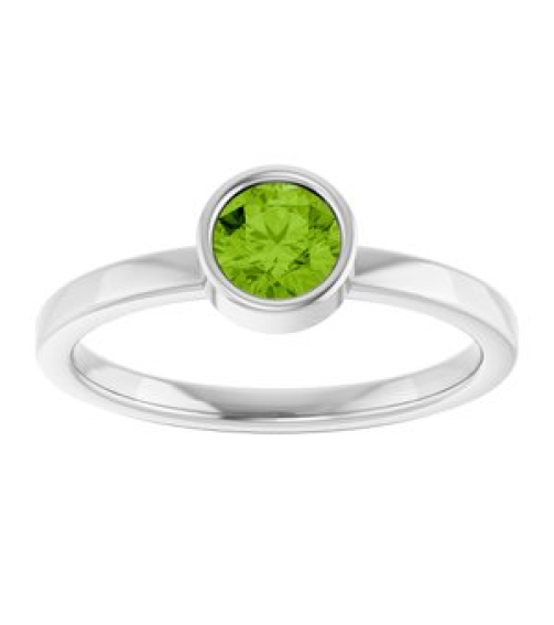 71806 Ring Set 14K White Natural Peridot Round 5 Mm Polished Natural Peridot Ring