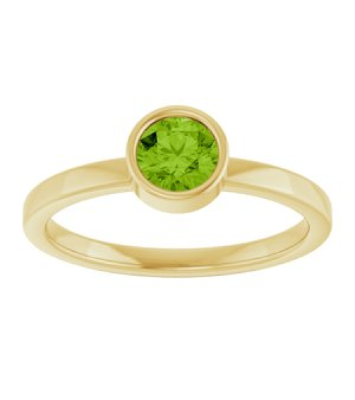 71806 Ring Set 14K Yellow Natural Peridot Round 5 Mm Polished Natural Peridot Ring