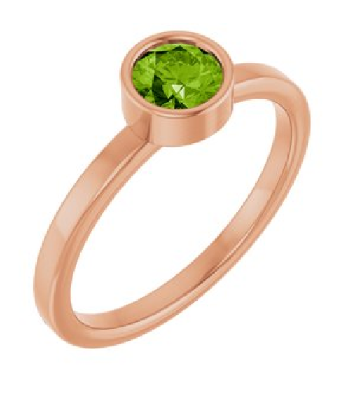 71806 Ring Set 14K Rose Natural Peridot Round 5 Mm Polished Natural Peridot Ring
