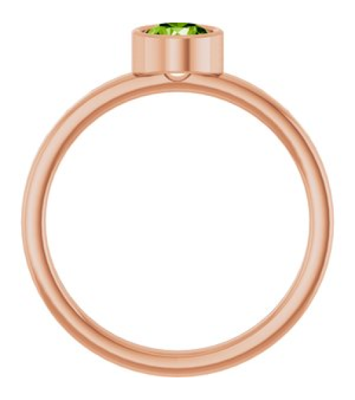 71806 Ring Set 14K Rose Natural Peridot Round 5 Mm Polished Natural Peridot Ring
