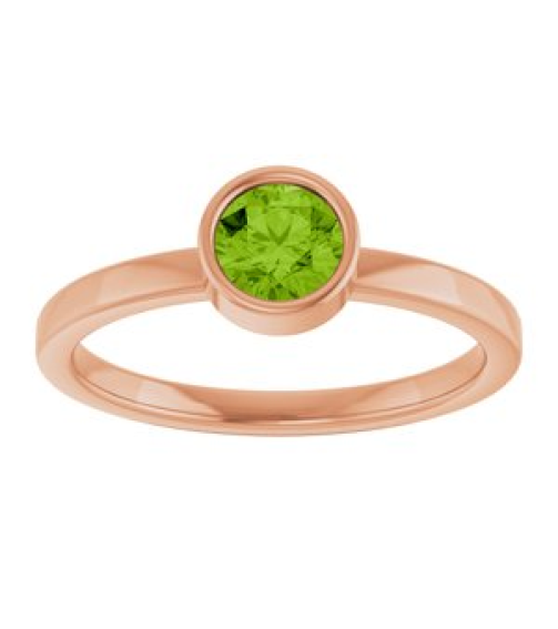 71806 Ring Set 14K Rose Natural Peridot Round 5 Mm Polished Natural Peridot Ring