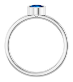 71806 Ring Set 14K White Natural Blue Sapphire Round 5 Mm Polished Natural Blue Sapphire Ring