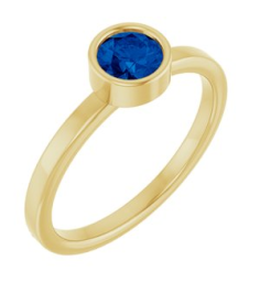 71806 Ring Set 14K Yellow Lab-Grown Blue Sapphire Round 5 Mm Polished Lab-Grown Blue Sapphire Ring