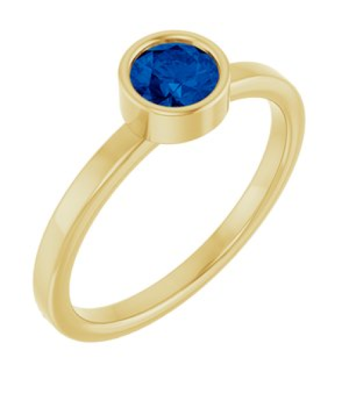 71806 Ring Set 14K Yellow Lab-Grown Blue Sapphire Round 5 Mm Polished Lab-Grown Blue Sapphire Ring