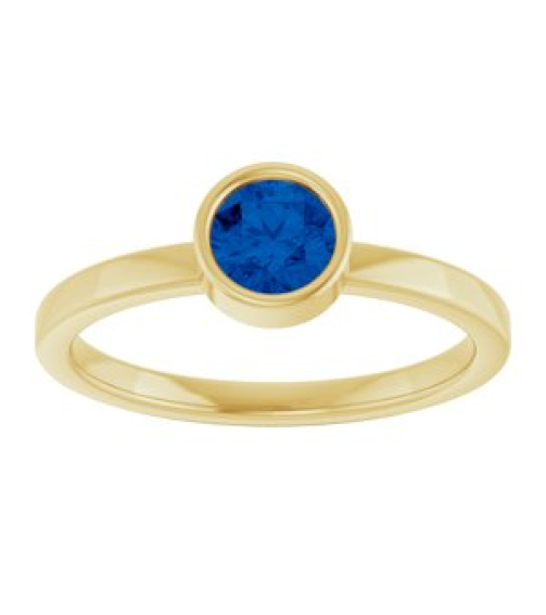 71806 Ring Set 14K Yellow Lab-Grown Blue Sapphire Round 5 Mm Polished Lab-Grown Blue Sapphire Ring