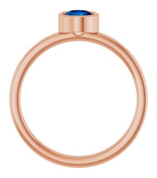 71806 Ring Set 14K Rose Lab-Grown Blue Sapphire Round 5 Mm Polished Lab-Grown Blue Sapphire Ring