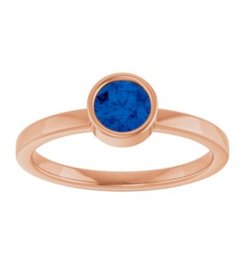 71806 Ring Set 14K Rose Lab-Grown Blue Sapphire Round 5 Mm Polished Lab-Grown Blue Sapphire Ring