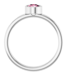 71806 Ring Set 14K White Natural Pink Tourmaline Round 5 Mm Polished Natural Pink Tourmaline Ring