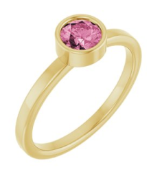 71806 Ring Set 14K Yellow Natural Pink Tourmaline Round 5 Mm Polished Natural Pink Tourmaline Ring
