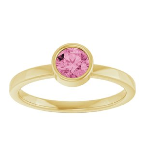 71806 Ring Set 14K Yellow Natural Pink Tourmaline Round 5 Mm Polished Natural Pink Tourmaline Ring