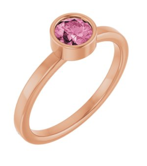 71806 Ring Set 14K Rose Natural Pink Tourmaline Round 5 Mm Polished Natural Pink Tourmaline Ring