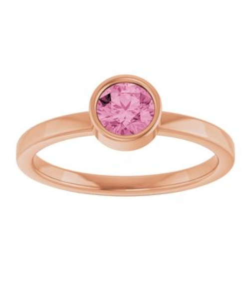 71806 Ring Set 14K Rose Natural Pink Tourmaline Round 5 Mm Polished Natural Pink Tourmaline Ring