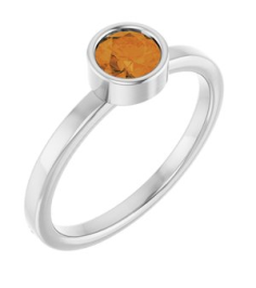 71806 Ring Set 14K White Natural Citrine Round 5 Mm Polished Natural Citrine Ring
