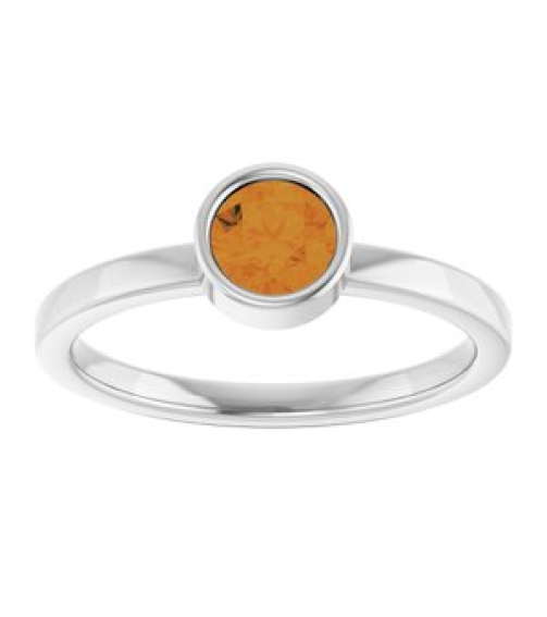 71806 Ring Set 14K White Natural Citrine Round 5 Mm Polished Natural Citrine Ring
