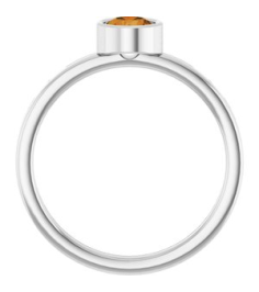 71806 Ring Set 14K White Natural Citrine Round 5 Mm Polished Natural Citrine Ring
